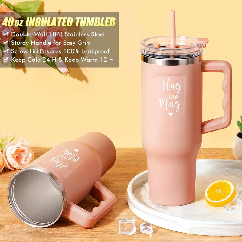 Qinline Birthday Gifts for Women Self Care Get Well Soon Gifts, Rose Relaxing Spa Kit Bath Gift Basket Care Package w/ Flannel Blanket 40 OZ Tumbler, Valentines Day Gift for Her Wife Mom Girlfriend Sister - Image 4